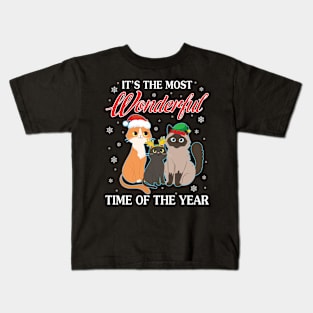 Cats Dance Together It's The Most Wonderful Time Of The Year Kids T-Shirt